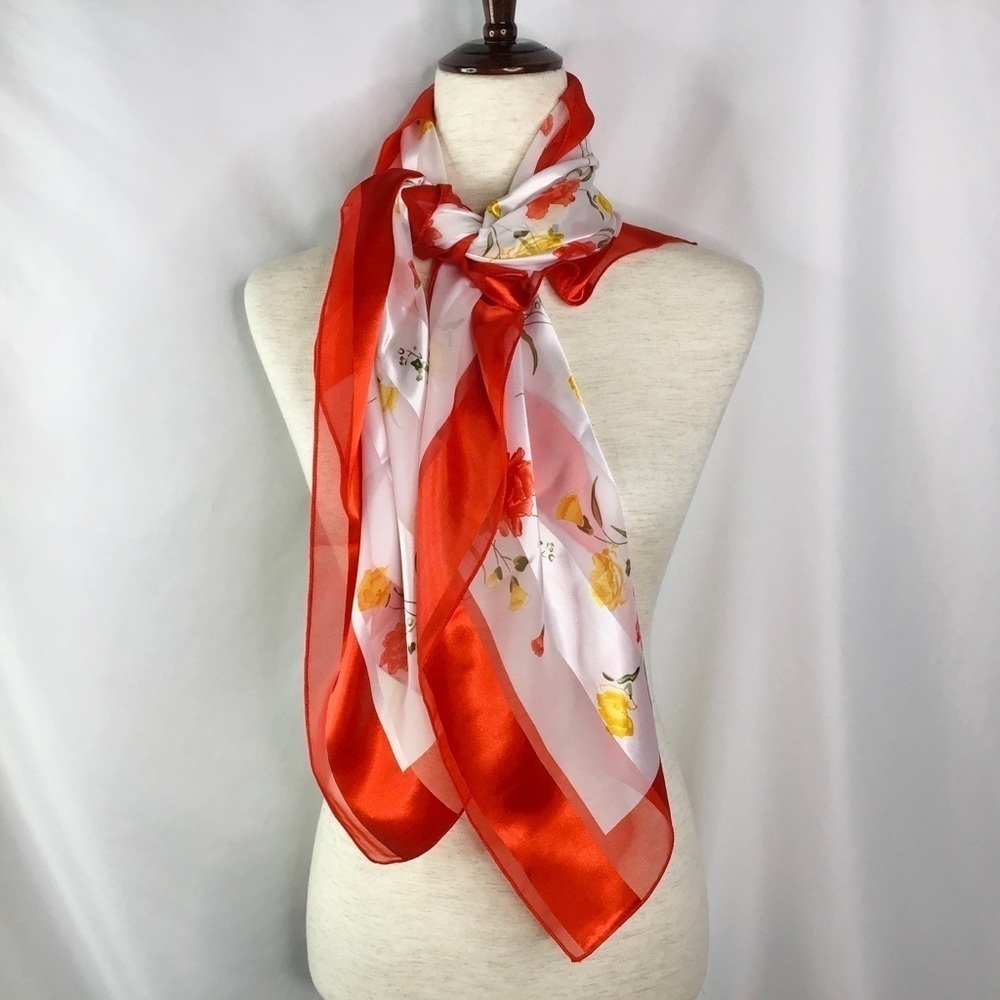 SCARF Wrap Head Cover Up Feeding Lightweight Floral Striped Red White